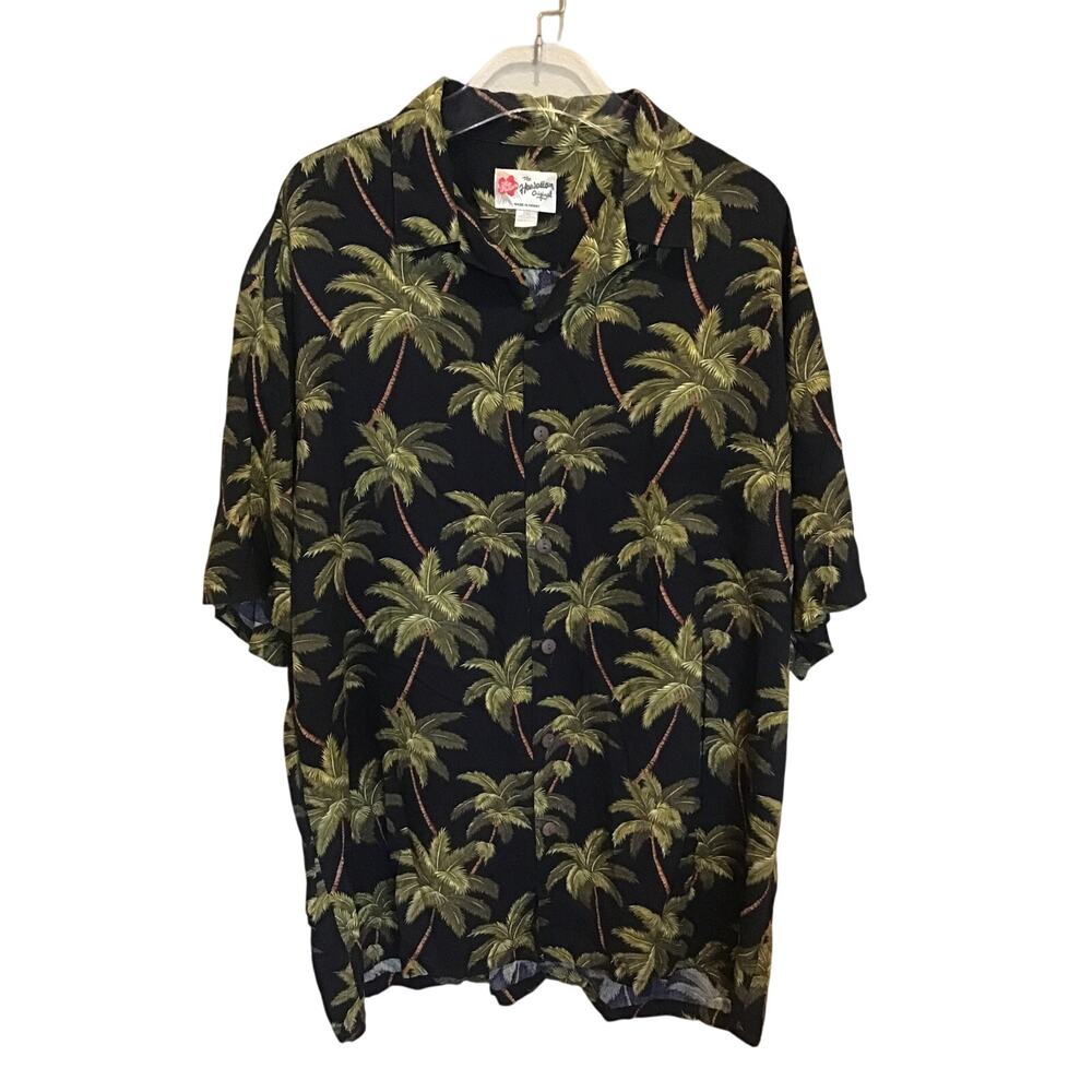 Hilo‎ Hattie Hawaiian Shirt Mens Sz 2XL Short Sleeve Vacation Palm Tree Print